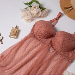 Lace Chemise in Dusty Rose